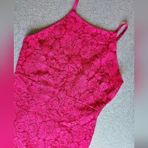 Hot pink lace fitted dress